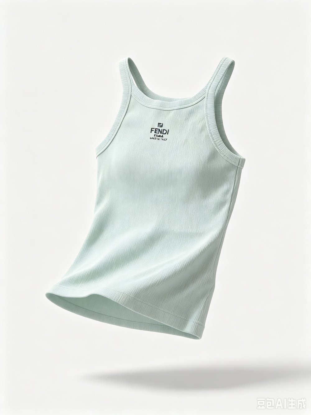 Fendi Light Mint Ribbed Tank Top